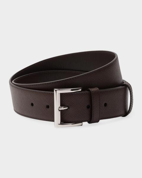 Prada Men's Reversible Saffiano Dress Belt | Neiman Marcus