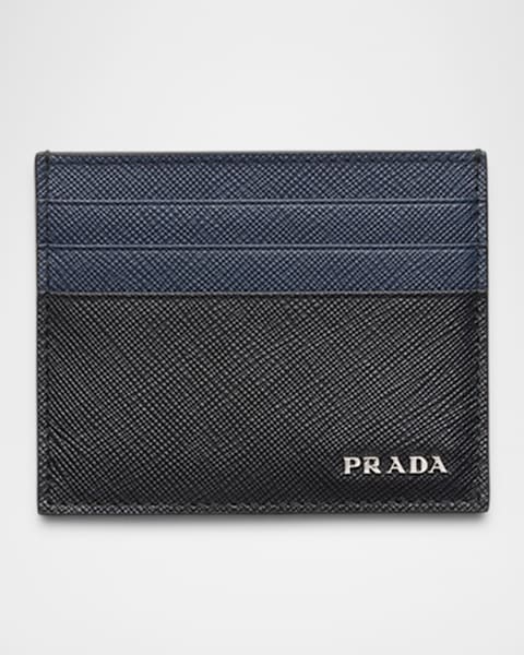 Prada Men's Saffiano Leather Zip Card Holder | Neiman Marcus
