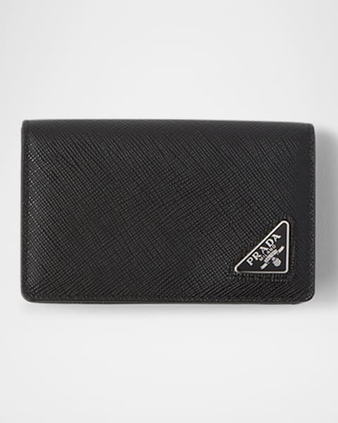 折りたたみ財布 Prada Saffiano Leather Billfold Wallet Prada Men's Black Saffiano Leather Logo Billfold Bifold