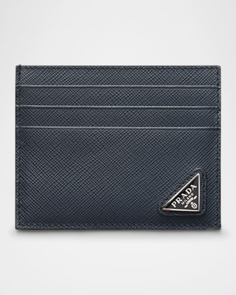 Prada Men's Crinkle Leather Card Case | Neiman Marcus