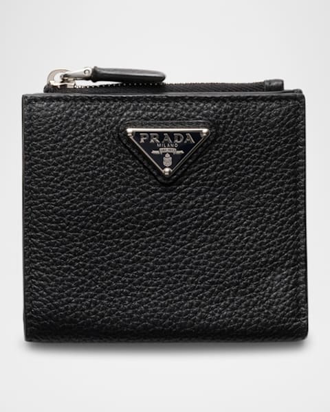 小物 Prada Multi Wallet Black Leather Prada Black Saffiano Leather Compact Bifold Wallet