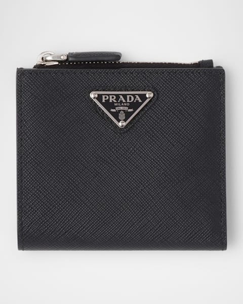 Prada Men's Vitello Daino Triangolo Bifold Wallet | Neiman Marcus