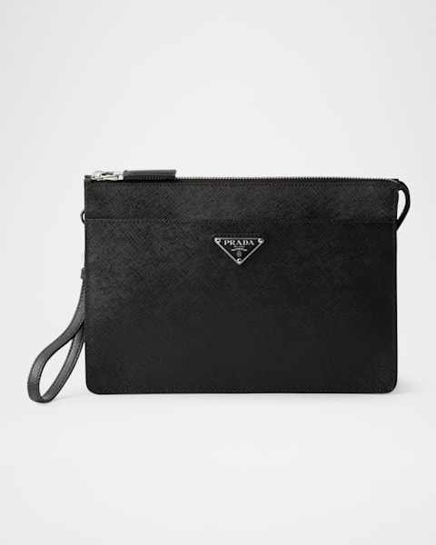 Prada Men's Nylon Logo Wrist Pouch | Neiman Marcus