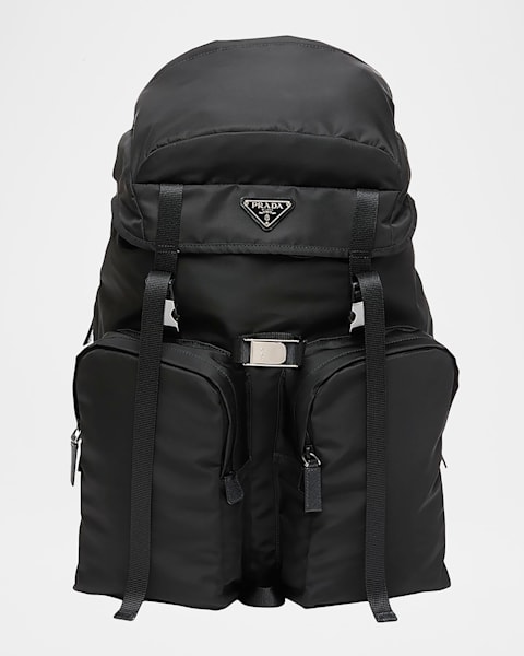 Prada Men's Nylon Triangle Logo Backpack | Neiman Marcus