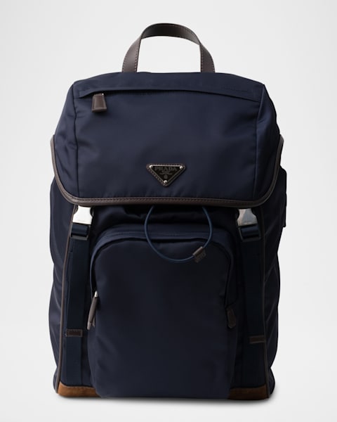 PRADA nylon バックパック Black Re-nylon And Saffiano Leather Backpack | PRADA