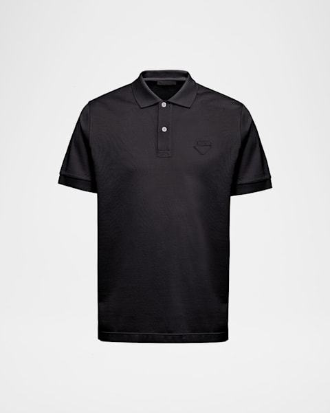 Prada Men's Satin-Patch Logo Polo Shirt | Neiman Marcus