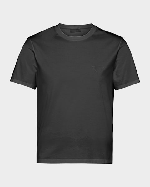 Burberry Men's Cotton Check-Trim Crewneck T-Shirt | Neiman