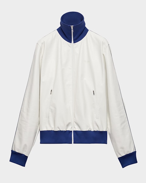Prada Men's Suede and Cotton Bomber Jacket | Neiman Marcus