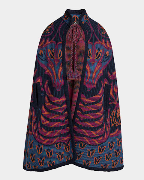 Chloe Leather Strap Double Face Wool Cape | Neiman Marcus