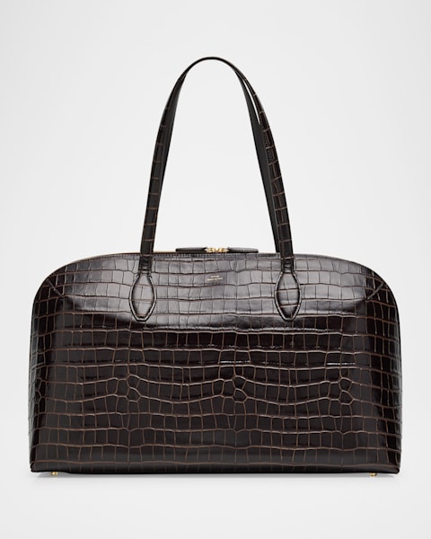 Toteme Curved Grain Leather Day Tote Bag | Neiman Marcus