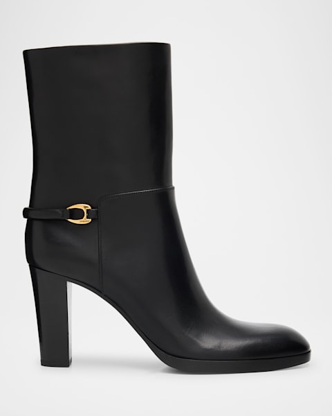 【関税込み】saint laurent Ricky' ankle boots Saint Laurent Niki Leather YSL Buckle Ankle Booties | Neiman