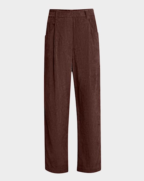 Brunello Cucinelli Pleated Wide-Leg Linen Pull-On Trackpants