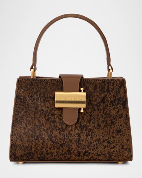 Ferragamo The New Studio Leopard Calf Hair Top-Handle Bag