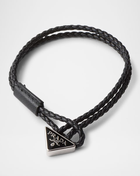 Prada Men's Saffiano Leather Bracelet | Neiman Marcus