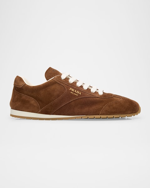 Prada Lane Suede Low-Top Sneakers | Neiman Marcus
