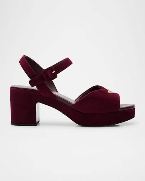 Suede Ankle-Strap Platform Sandals 