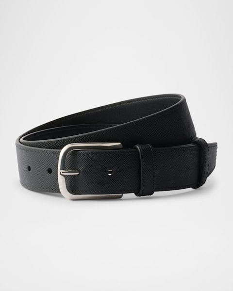 【関税&送料込】Prada Antiqued Leather Belt Prada Men's Antiqued Leather Western Belt | Neiman Marcus
