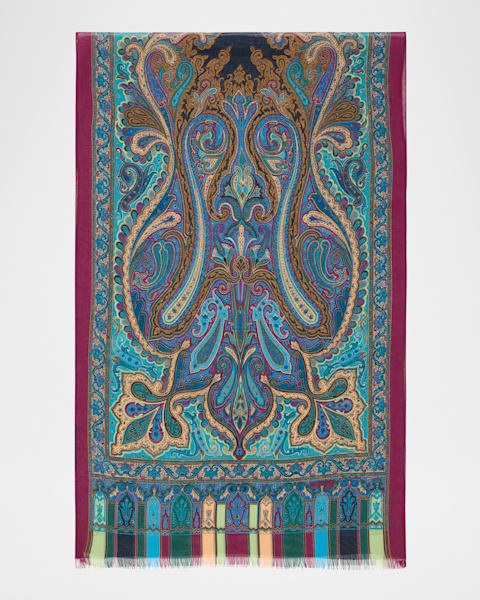 Etro Tosca Paisley-Print Silk Scarf | Neiman Marcus