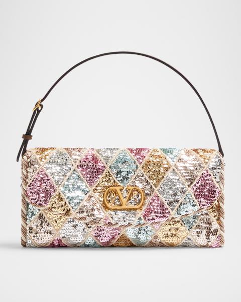 Pochette Clutch Rebecca Minkoff Leo - Cuir Vert Saffiano, Détails Argent - Neuf Avec étiquettes