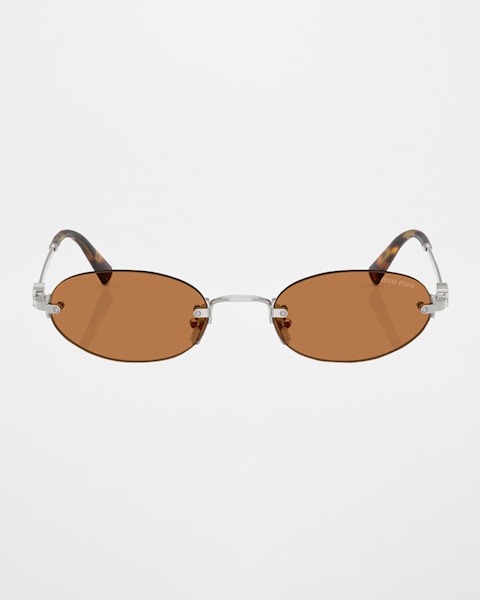 Miu Miu MU 54YS 80 Rimless Titanium Wrap Sunglasses | Neiman Marcus