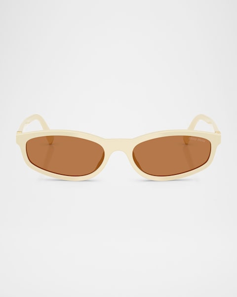 Miu Miu Logo Acetate Rectangle Sunglasses | Neiman Marcus