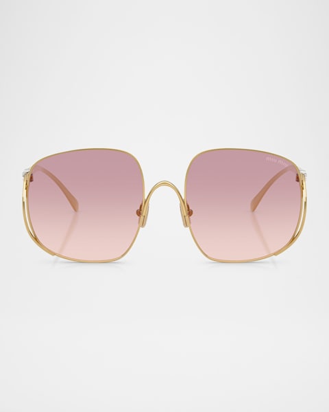 Miu Miu MU A54S Metal Oval Sunglasses | Neiman Marcus