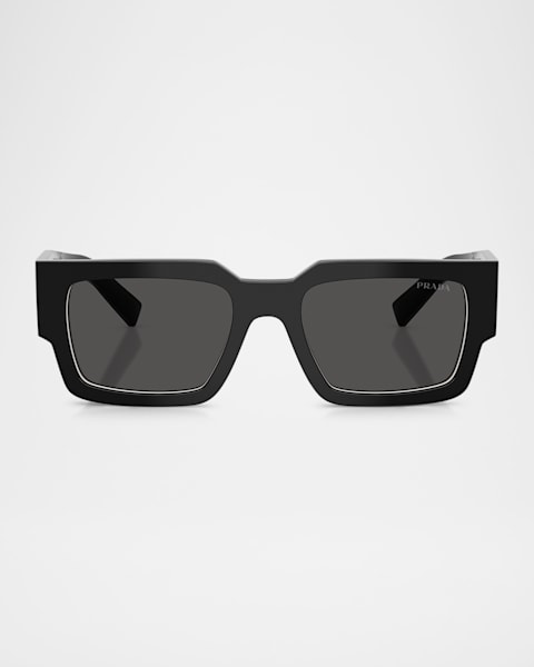 Prada Men's Triangle Logo Bicolor Rectangle Sunglasses | Neiman Marcus