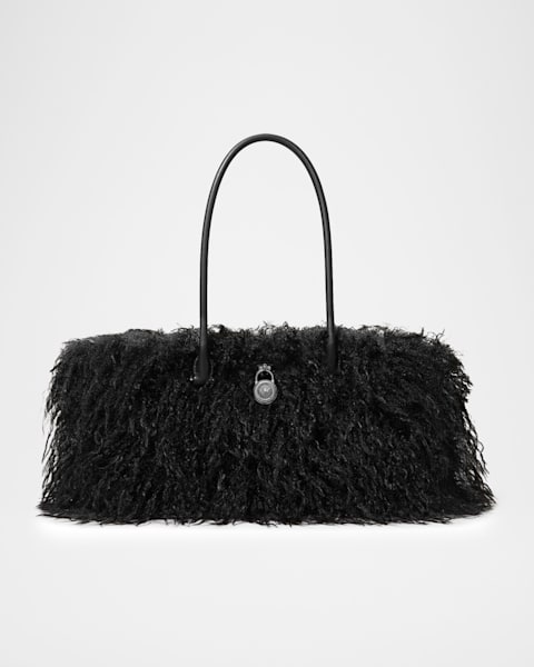 Jil Sander Cannolo Small Zebra Faux-Fur Shoulder Bag | Neiman Marcus