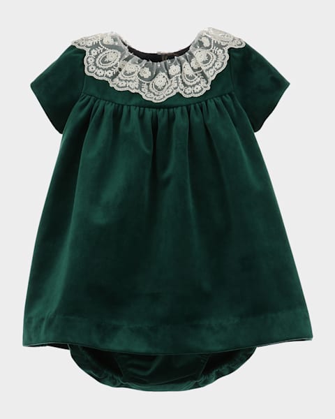 Girl's Gingerbread Plaid Bow Overalls, Size 6M-18M
