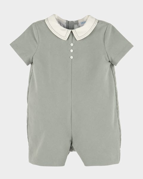 Boy's Velvet Romper with Long-Sleeve Shirt, Size 6M-24M