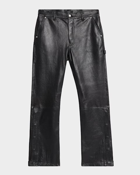 Prada Men's Patchwork Leather Straight-Leg Pants | Neiman Marcus