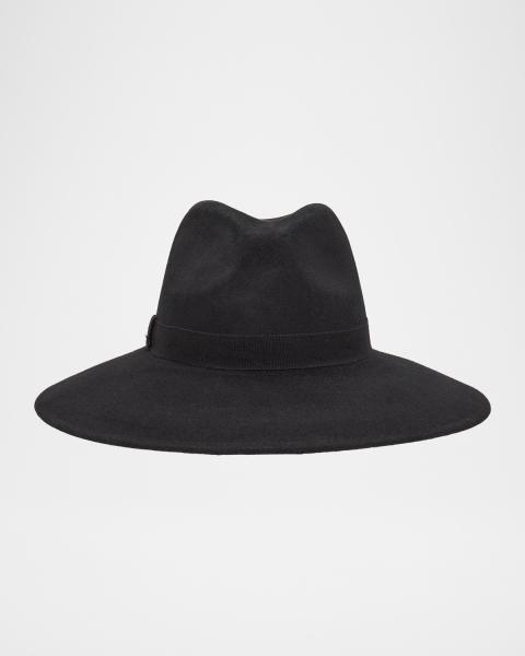 Eugenia Kim Black Fedora Hat Eugenia Kim Blaine Feather Trim Wool Fedora - Bergdorf Goodman main image 4