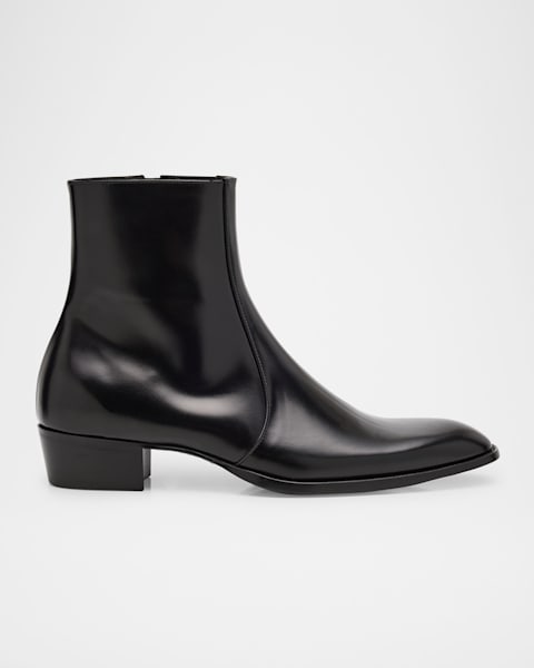 Saint Laurent Men's Wyatt 40 Leather Zip Ankle Boots | Neiman Marcus