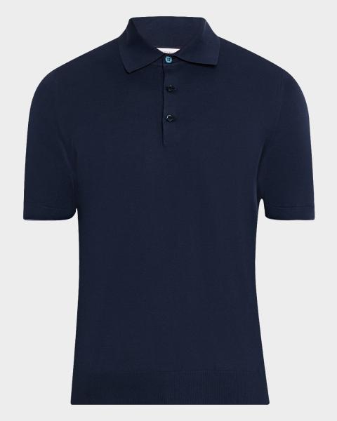 Dries Van Noten Men's Murice Merino Wool Knit Polo Shirt | Neiman