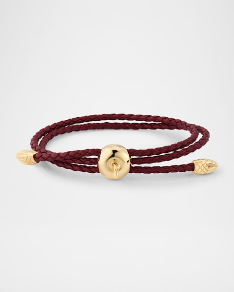 Saint Laurent YSL Thin Double Wrap Leather Bracelet | Neiman Marcus