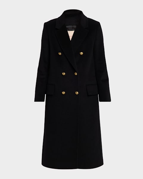 新品タグ付き✨ アンシェヌマン Cashmere Blend Pea Coat CHIARULLI Erica Mongolian Cashmere and Wool Coat | Neiman Marcus