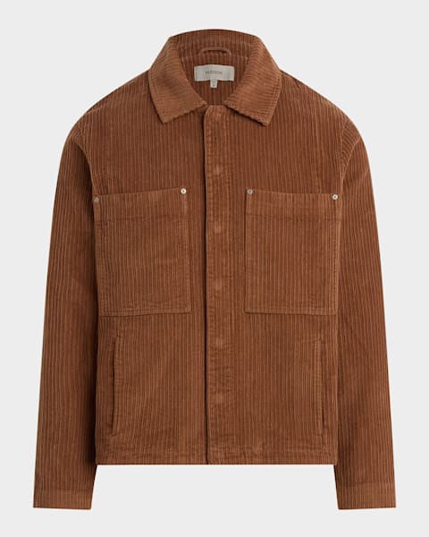 Prada Men's Distressed Canvas Shirt Jacket | Neiman Marcus
