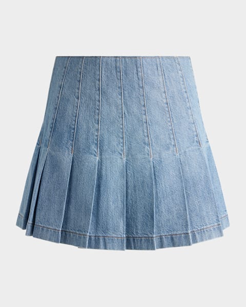 FRAME The Pleated Denim Skirt | Neiman Marcus