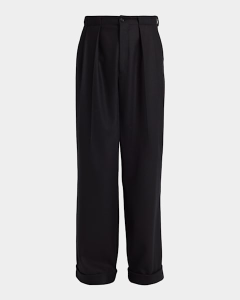 Helmut Lang Men's Straight-Leg Pintuck Pleated Five-Pocket