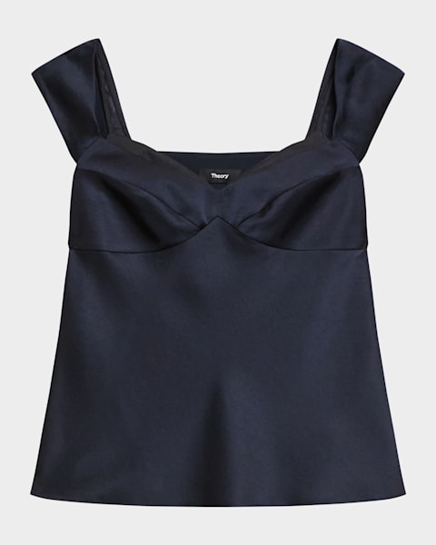 Flounce Hybrid Denim and French Terry Top