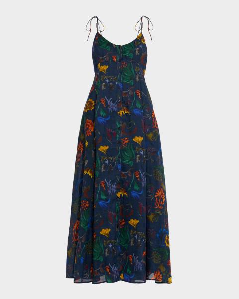 ganni mesh midi dress Ganni Printed Mesh Sleeveless Midi Dress