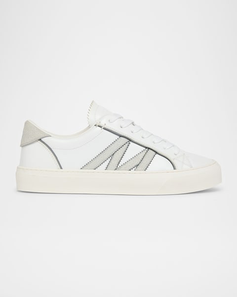 Moncler Monaco M Leather Low-Top Sneakers | Neiman Marcus