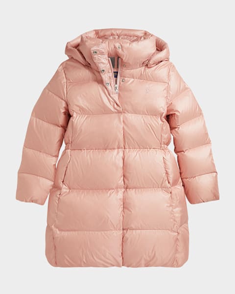 モンクレール BERNADETTE Moncler Girl's Bodette Puffer Jacket W/ Dyed Shearling Hood