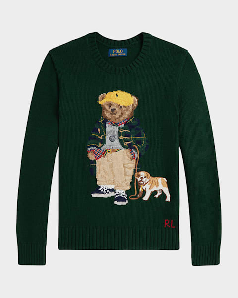 Boy's Combed Cotton Long-Sleeve Sweater, Size S-XL