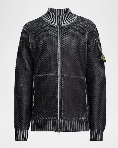 Prada Men's Superfine Wool Half-Zip Cardigan Jacket | Neiman Marcus