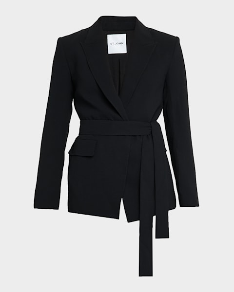 St. John Stud-Collar Metallic Tweed Collage Jacket | Neiman