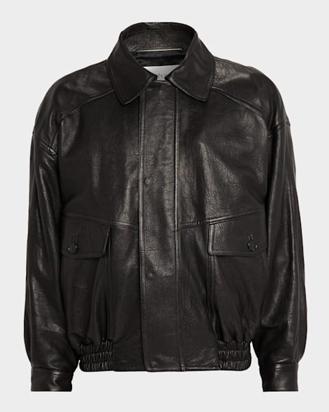 Saint Laurent Men's 80s Leather Bomber Jacket | Neiman Marcus