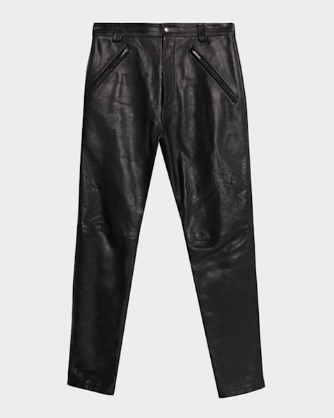 Prada Men's Patchwork Leather Straight-Leg Pants | Neiman Marcus