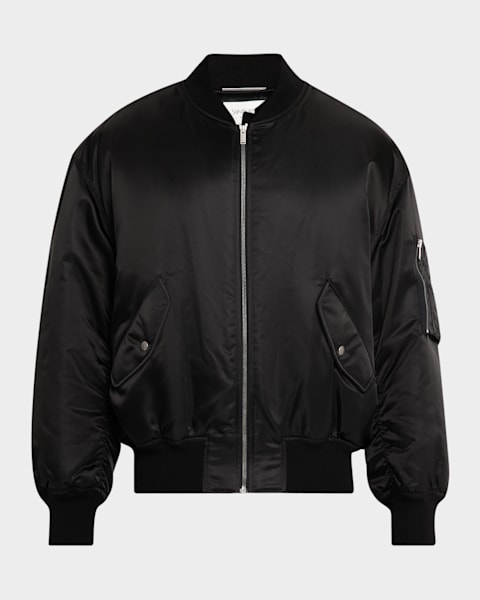 Saint Laurent Men's 80s Leather Bomber Jacket | Neiman Marcus