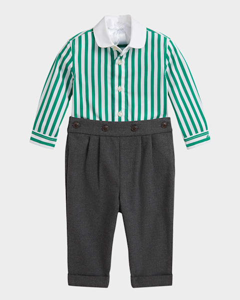 Boy's Embroidered Sweatshirt & Pants Set, Size 3M-3